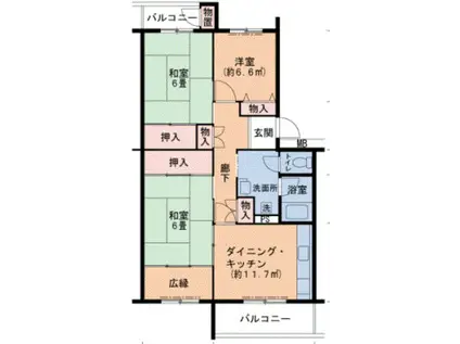 UR泉南一丘(3DK/3階)の間取り写真