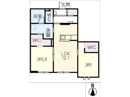 アルカディアSOU(2LDK/1階)の間取り写真
