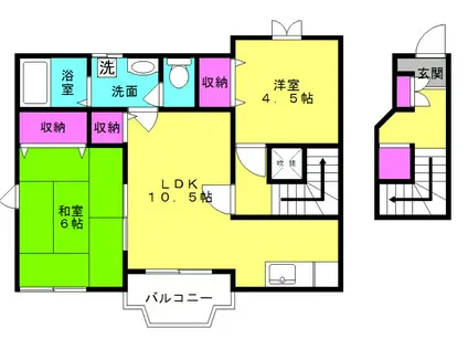 トゥー・ル・モンドSB(2LDK/2階)の間取り写真