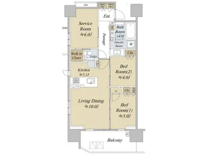 シティハウス巣鴨(2SLDK/5階)の間取り写真