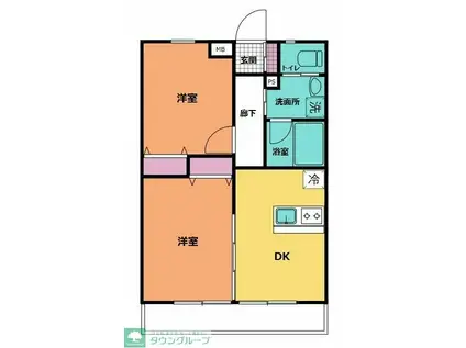 アステリア(2DK/1階)の間取り写真