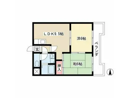 カサ松下(2LDK/4階)の間取り写真