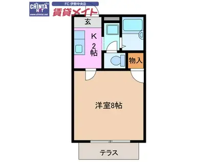 フォレスタ伊勢(1K/1階)の間取り写真
