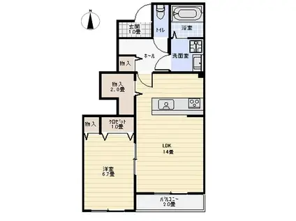 グランリヴェールカメリア(1LDK/1階)の間取り写真