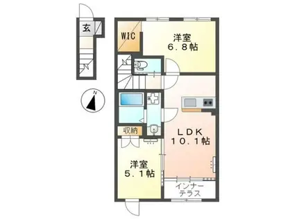 東中野アパート(2LDK/2階)の間取り写真