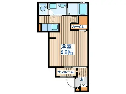 アルブル・ヴィラージュVI(ワンルーム/1階)の間取り写真