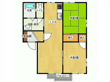 ファミール植野A棟(2LDK/1階)の間取り写真