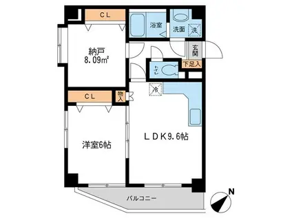 ヒルサイト屏風ヶ浦(1SLDK/4階)の間取り写真