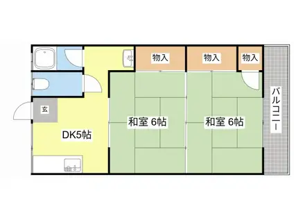 東陽コーポ(2DK/2階)の間取り写真
