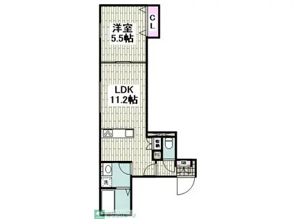 THE GREEN(1LDK/1階)の間取り写真