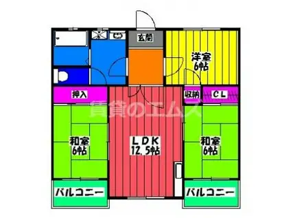 第三タカキハイツ(3LDK/2階)の間取り写真