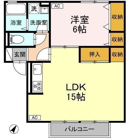 セジュールTOJIKI(1LDK/1階)の間取り写真