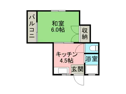 コーポ和白A(1K/2階)の間取り写真