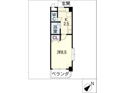 ラヴィエ・セゾンII(1K/2階)の間取り写真