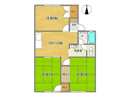 シーウエストⅠ(3DK/1階)の間取り写真