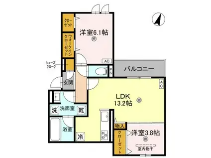 クラシスト苅田ウエスト(2LDK/2階)の間取り写真