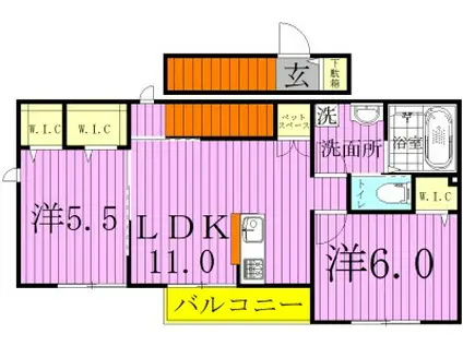 CHAMBREUILシャンブレイユ(2LDK/2階)の間取り写真