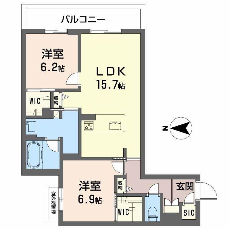 シャトードール リュミエール(2LDK/4階)の間取り写真