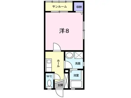 ベルシャトー(1K/1階)の間取り写真