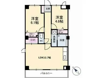 フィネスヒロタ(2LDK/2階)の間取り写真