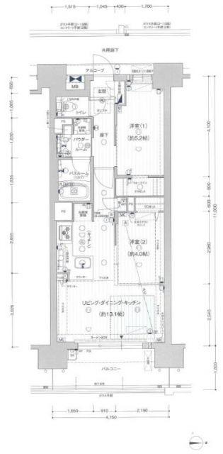 プレサンス ロジェ 名古屋駅ノース FRONT(2LDK/12階)の間取り写真