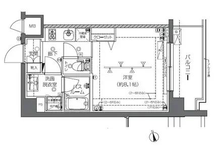 ZOOM中野(1K/5階)の間取り写真