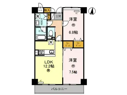 イースト VILLAGE 2001(2LDK/7階)の間取り写真