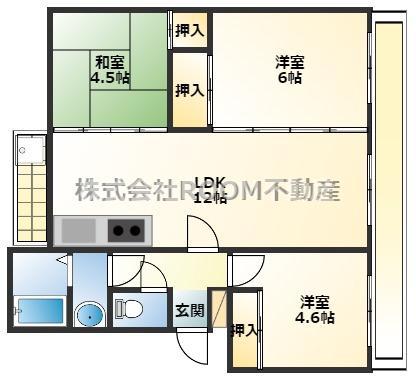 野崎マンション(3LDK/3階)の間取り写真