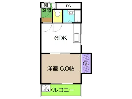 光マンション(1DK/2階)の間取り写真