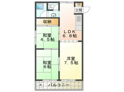 ユーレジデンス・サンミラー(3DK/5階)の間取り写真