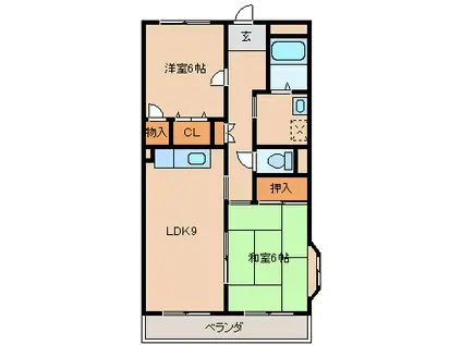 ハイム白川(2LDK/2階)の間取り写真