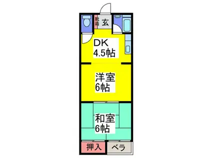 浜口ハイツ(2DK/2階)の間取り写真