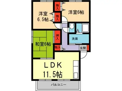 グリーンフォーレスト伊丹A棟(3LDK/1階)の間取り写真