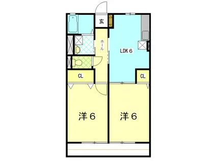 グレイス大平台(2DK/1階)の間取り写真