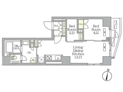 ノガタレジデンス(2LDK/1階)の間取り写真