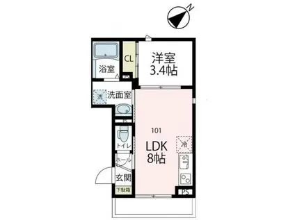 PONT BRILLANT(1LDK/1階)の間取り写真