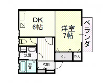 メゾンドアミ(ワンルーム/1階)の間取り写真