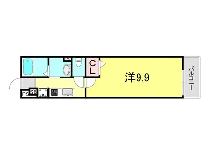 ハビテ兵庫駅南(1K/2階)の間取り写真