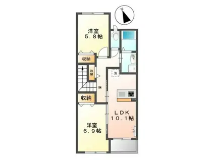 ヒルクレスト サンワ(2LDK/2階)の間取り写真