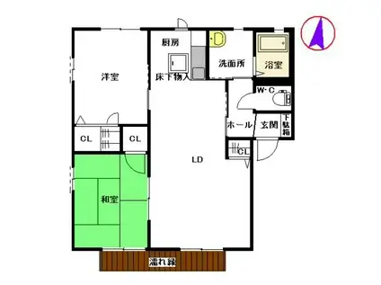 ラフィネ中曽根 A棟(2LDK/2階)の間取り写真