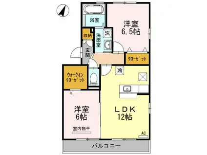 マインパレスIIB棟(2LDK/1階)の間取り写真