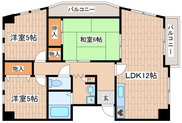 ファイブ西岡本(3LDK/2階)の間取り写真