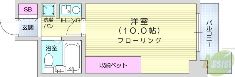 ダイアパレス仙台中央(1K/3階)の間取り写真