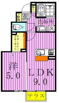 リバーサイドホシノ5(1LDK/1階)の間取り写真