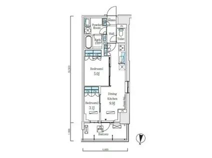 ロイヤルパークス赤羽ノース(1LDK/5階)の間取り写真