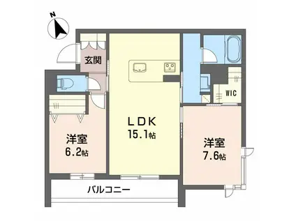 シャーメゾン オークルート五位堂(2LDK/2階)の間取り写真