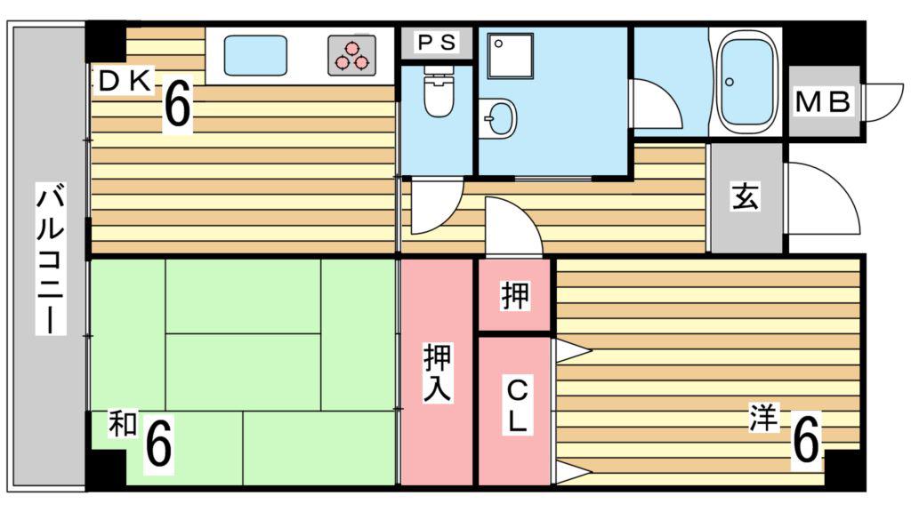 ミモザの館(2DK/2階)の間取り写真