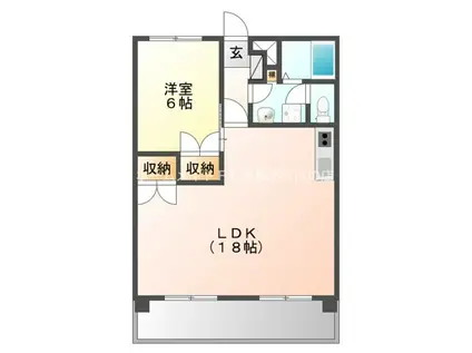 エリシオン馬見塚(1LDK/1階)の間取り写真