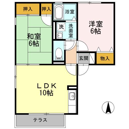 メゾン・ド・ルミエール B棟(2LDK/1階)の間取り写真