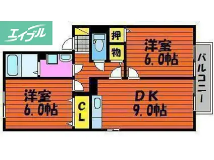 ストークシャトルB棟(2DK/2階)の間取り写真